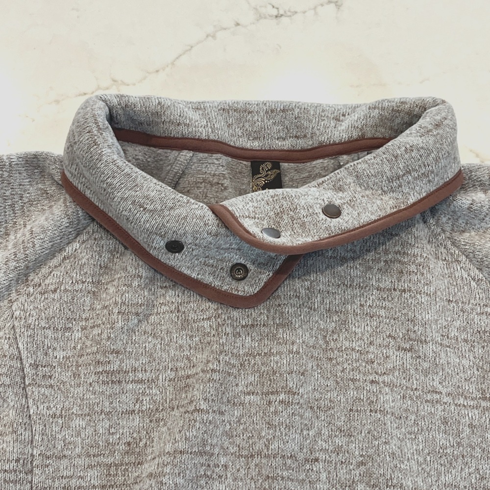prAna Tri Thermal Pullover Fleece Tunic Sweatshirt Womens XL Blue Brown Moc Neck - Picture 4 of 13